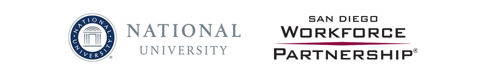 Presenter logos: National University & San Diego Workforce Partnership