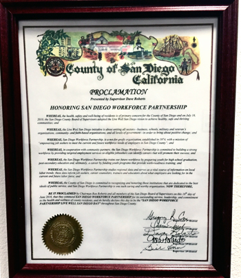 County of San Diego Live Well proclamation