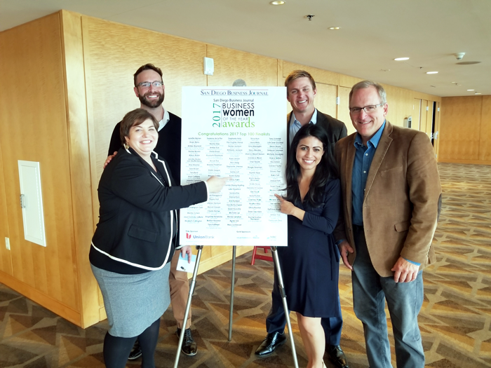 San Diego Business Journal Business Women 2017: Brooke Valle, Karmin Noar (with Andrew Picard, Andy Hall, Peter Callstrom)