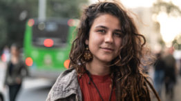 Hippie Young Woman Portrait In The City